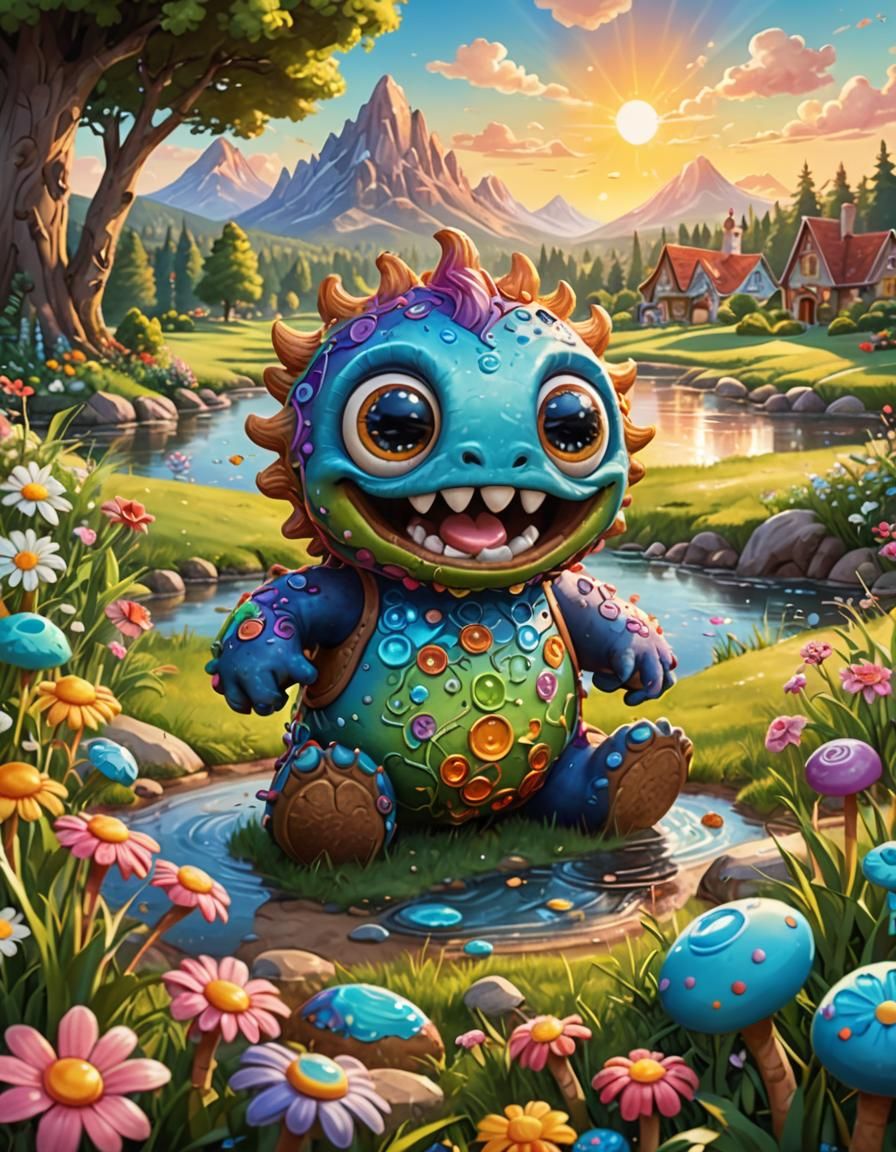 Disney-Style Monster Enjoying Summer Day