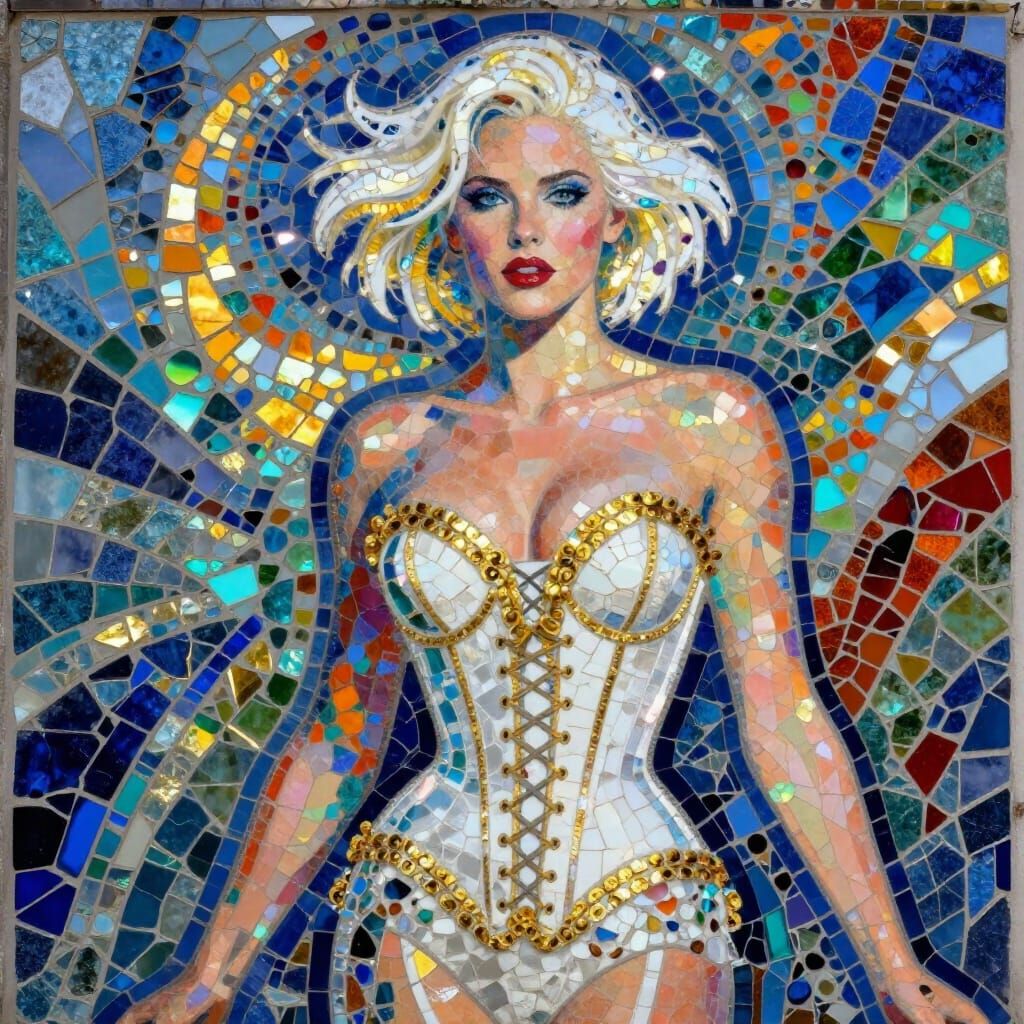 Emma Frost Mosaic Mural in Jewel Tones
