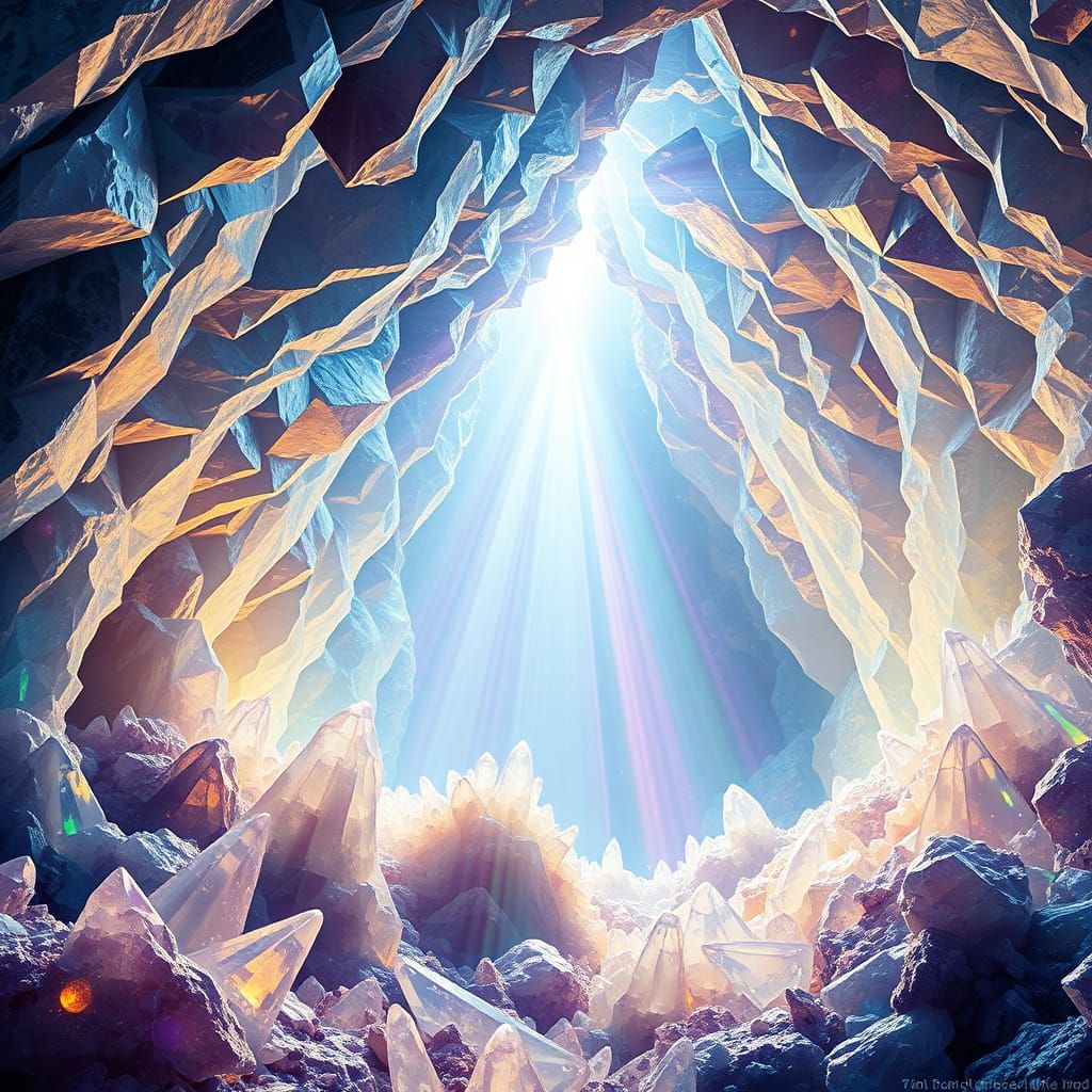 Crystal Cave Light Refraction: A Surreal Psychedelic Vision