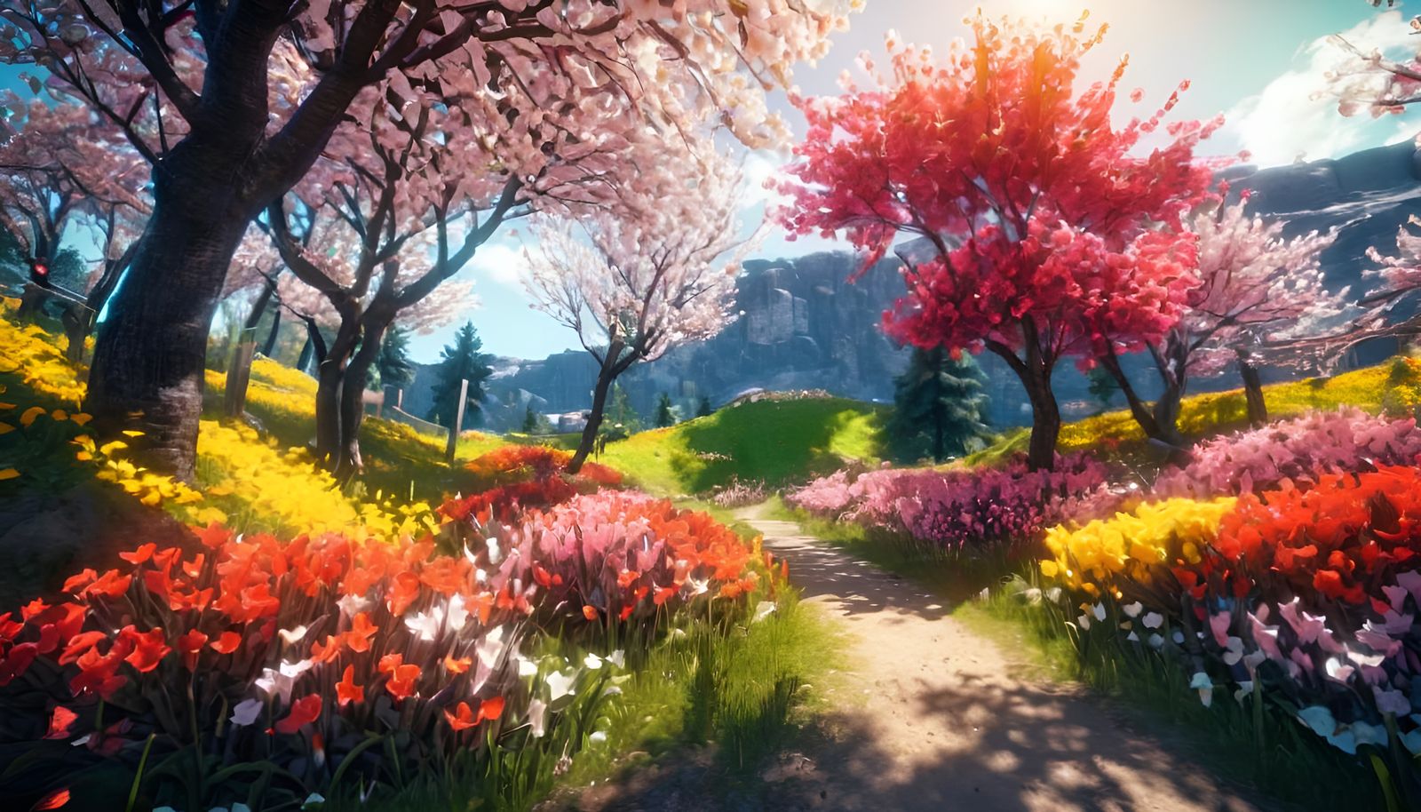 Vibrant Spring Landscape in Hyper-Realistic HDR Photography