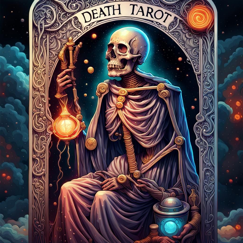 Death Tarot Card: Holographic Astral Illustration
