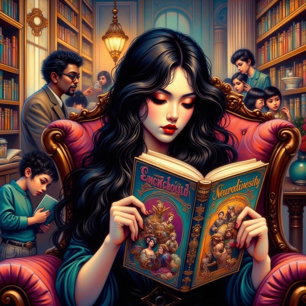 Whimsical Empowerment in a Cozy Literary Sanctuary