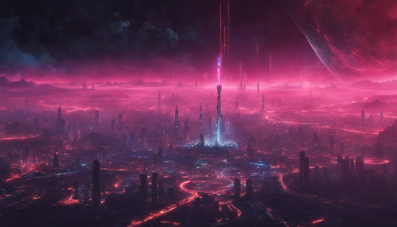 Cyberpunk Earth View from Space: Neon Cityscape