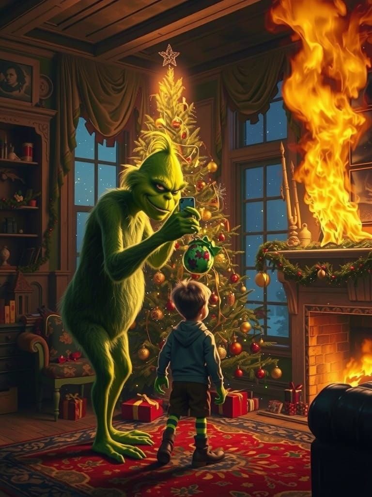 The Grinch Torments a Christmas Scene