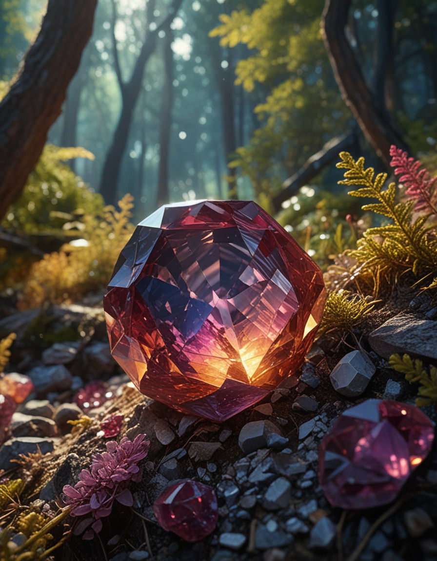 Breathtaking Surreal Landscape in Vibrant Gemstone Colors