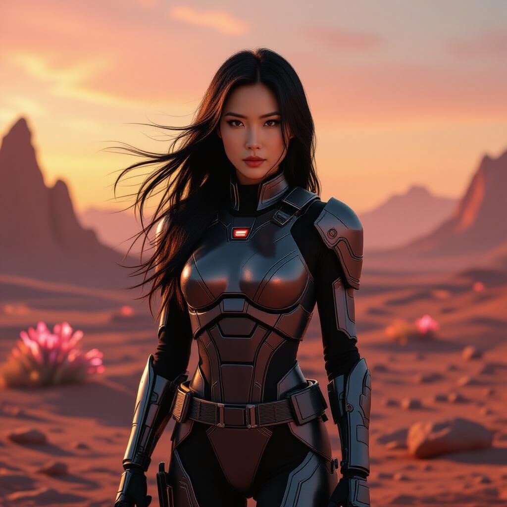 Futuristic Chinese Warrior on Alien Planet: Cinematic Game C...