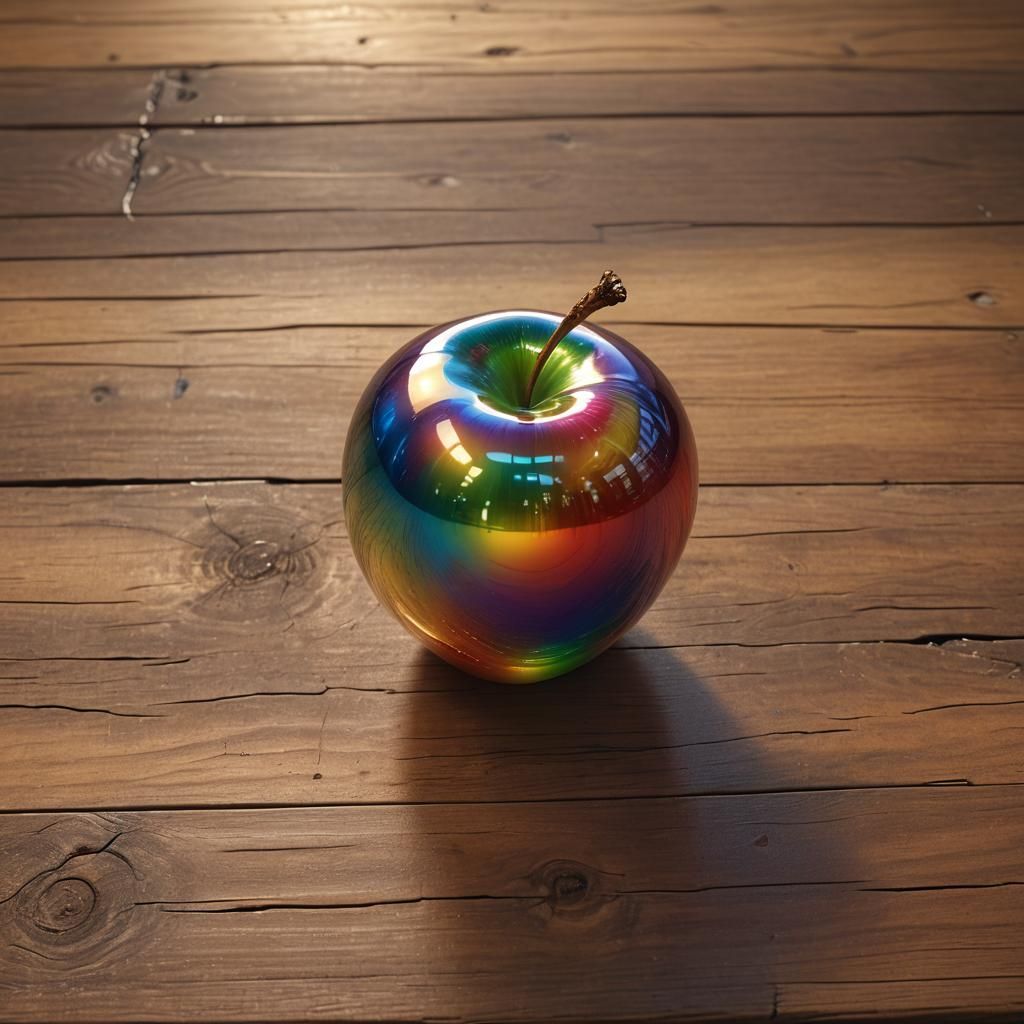 Rainbow Glass Apple Still Life, Digital Art