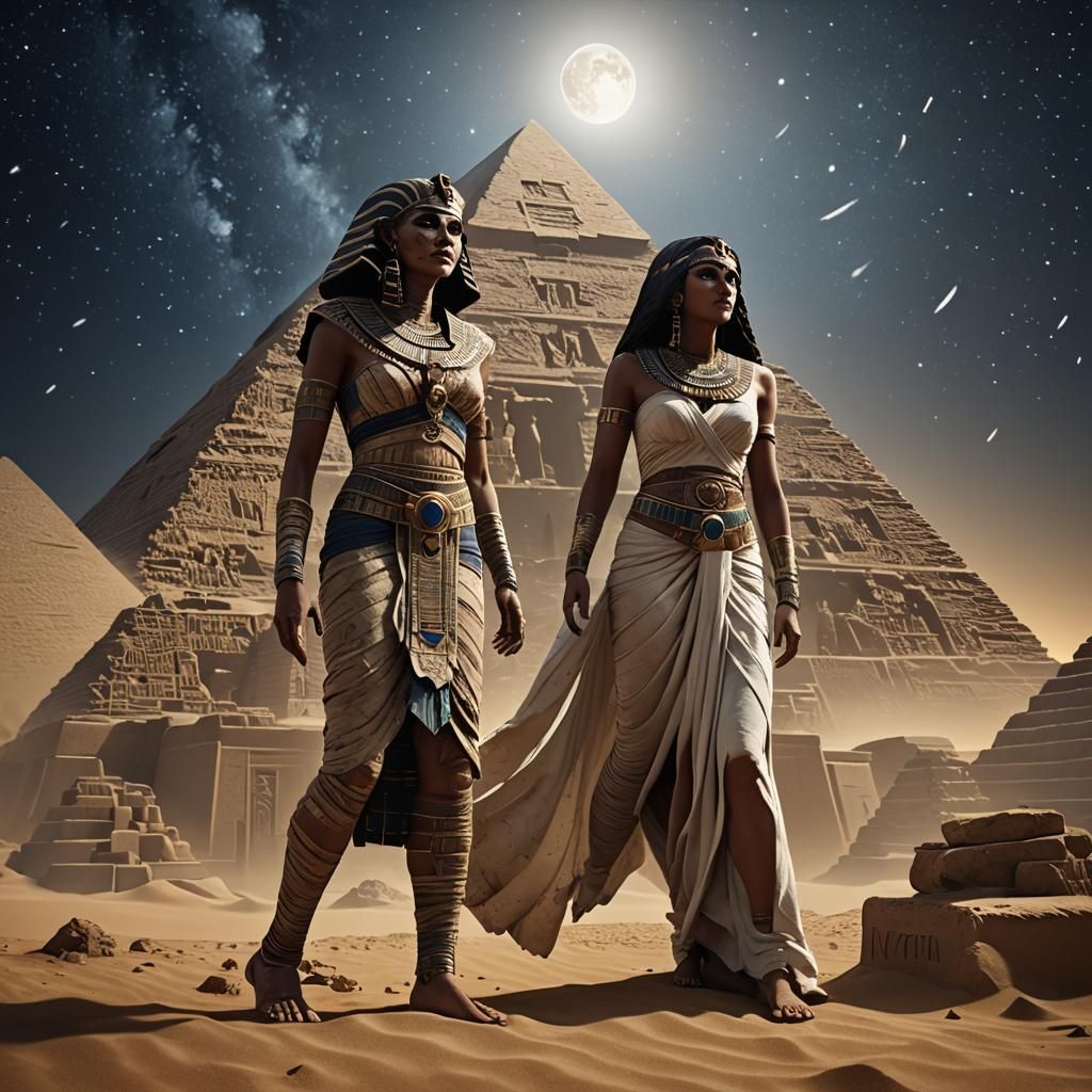 Mummy Unfolding from Pyramid in 3D Cinematic Style