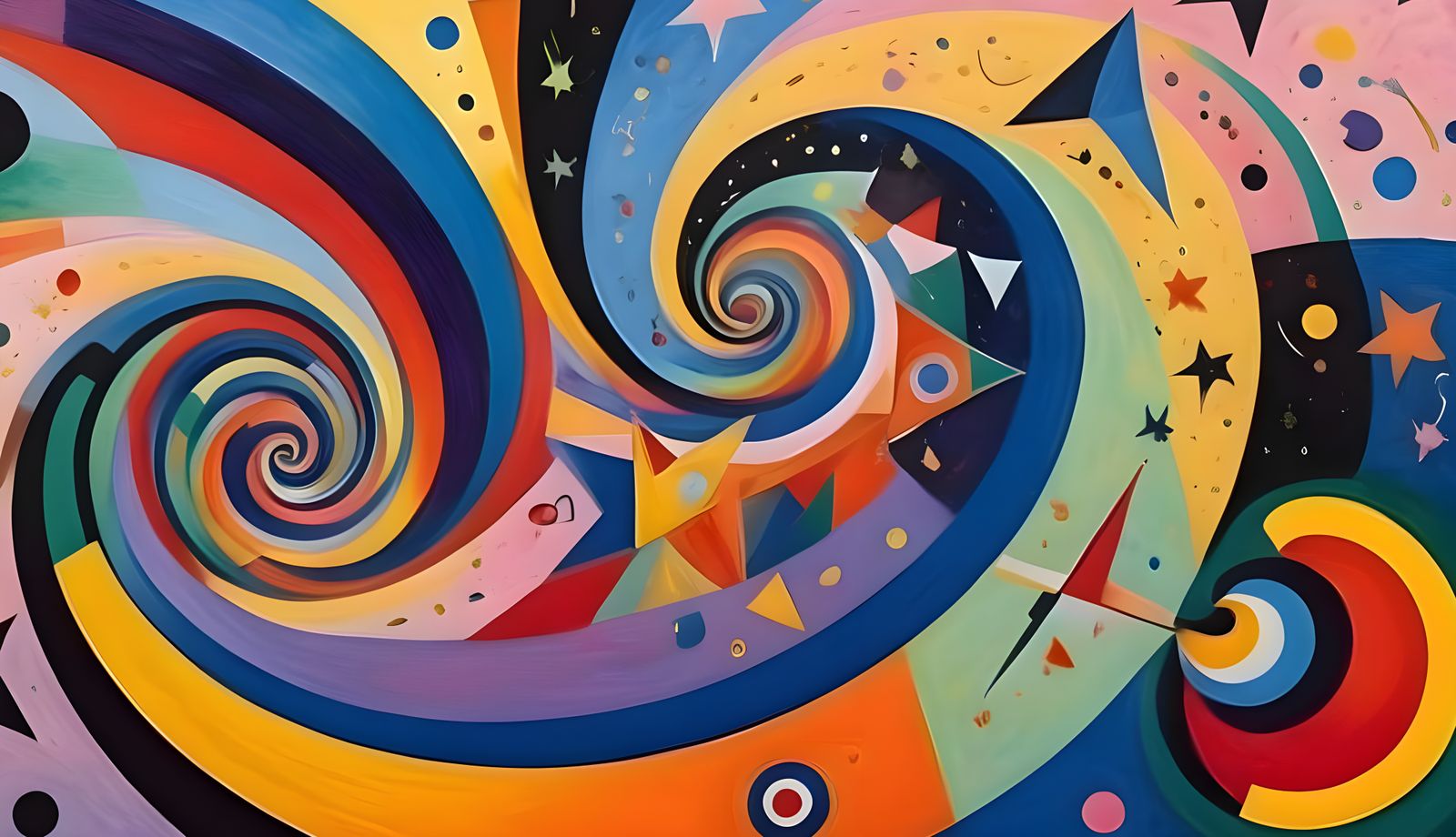 Colorful 3D Spiraling Vortexes in Abstract Expressionist Cos...