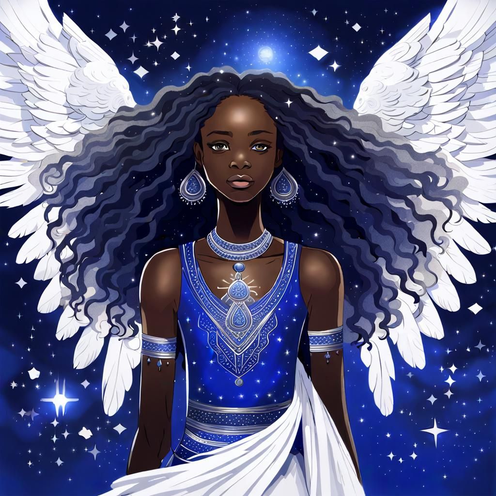 Beautiful Black African Angel in Royal Blue