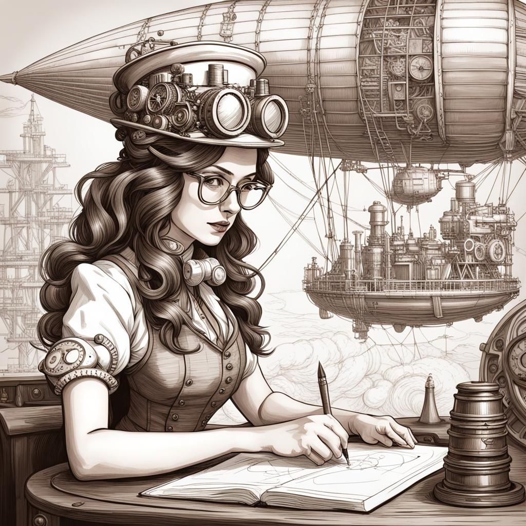 Steampunk Airship Sketch by an Artist