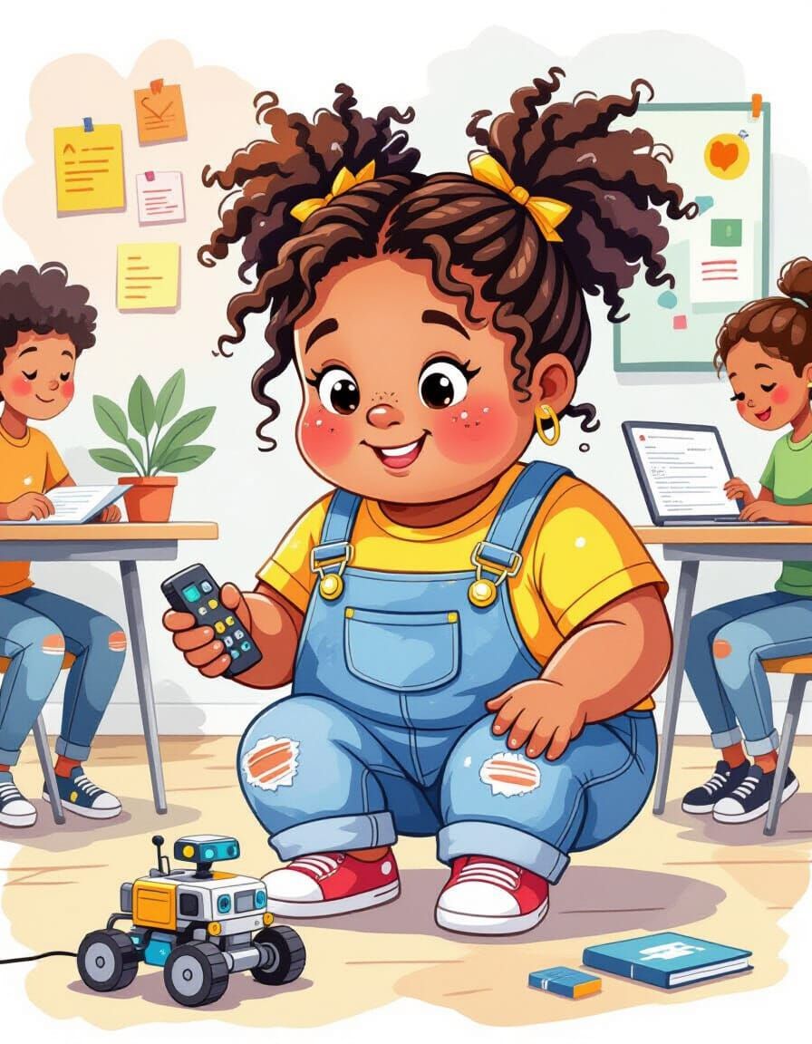 Coding Class: Watercolor Portrait of a Girl With Robot