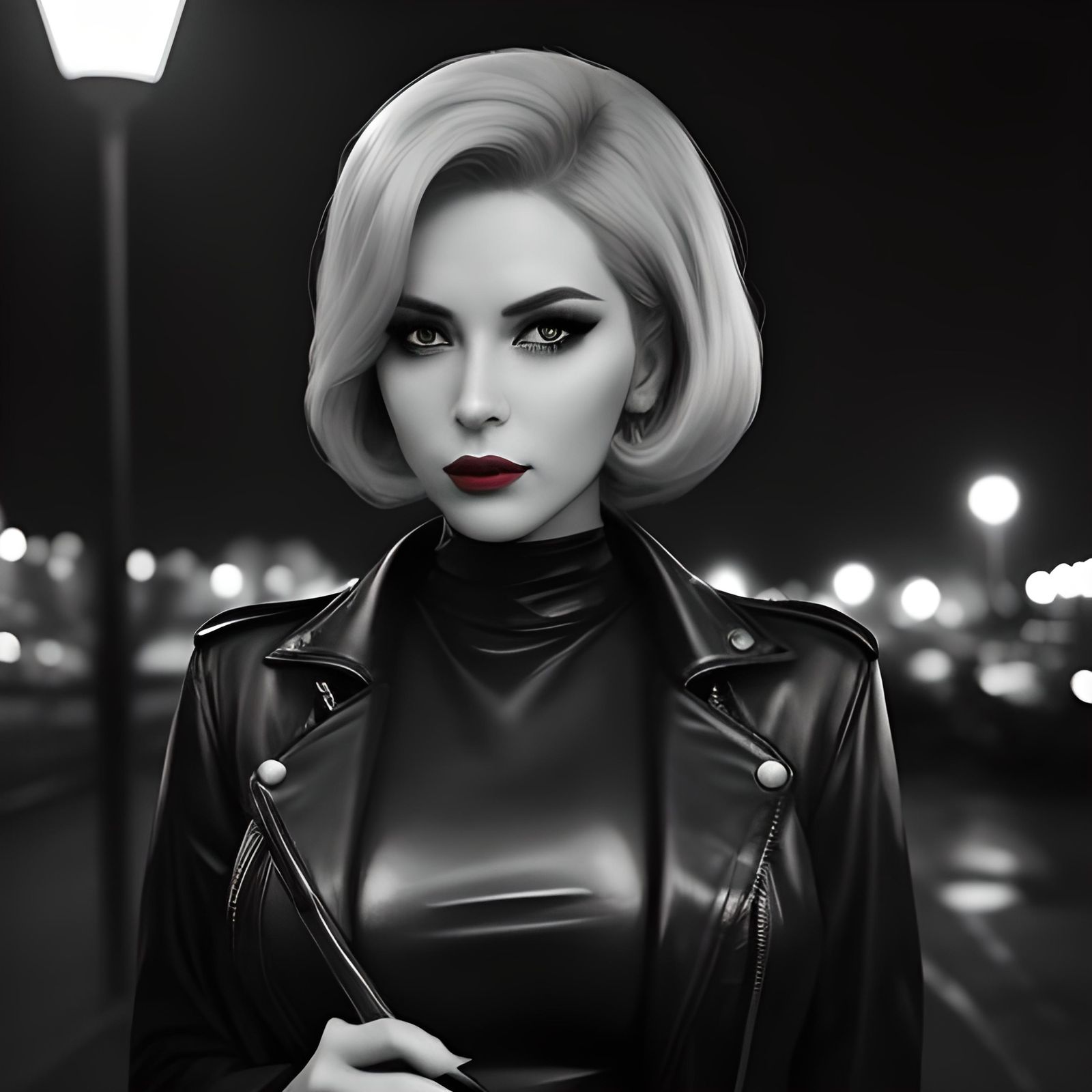 Woman Spy Near Berlin Wall in Film Noir Style