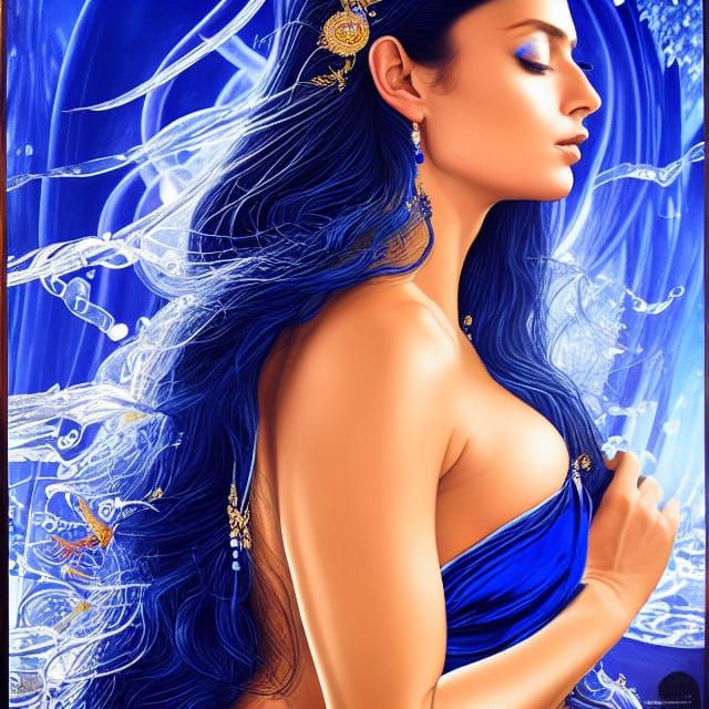 Sensual Italian Woman with Sapphire Essence