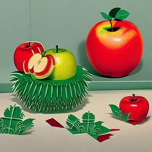 Kirigami Hedgehog and Apple Sculpture