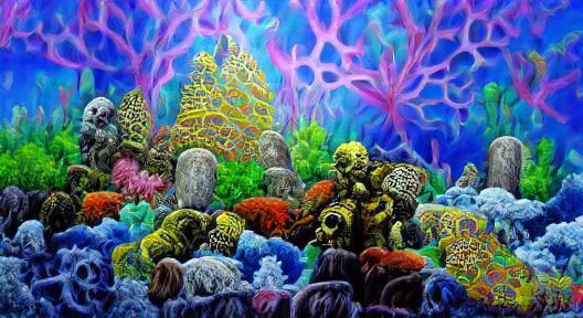Psychedelic Radioactive Coral Reef Fantasy Painting