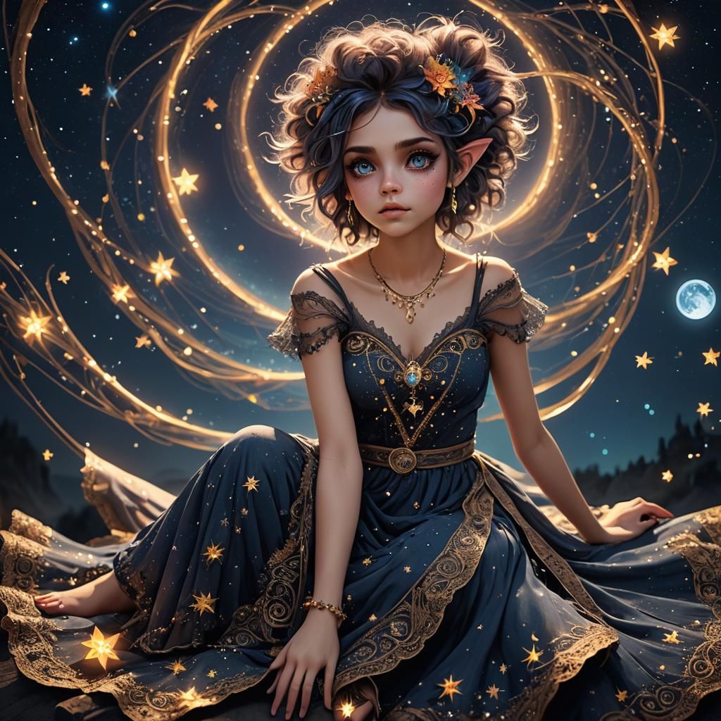 Whimsical Punky Pixie in Digital Art Style