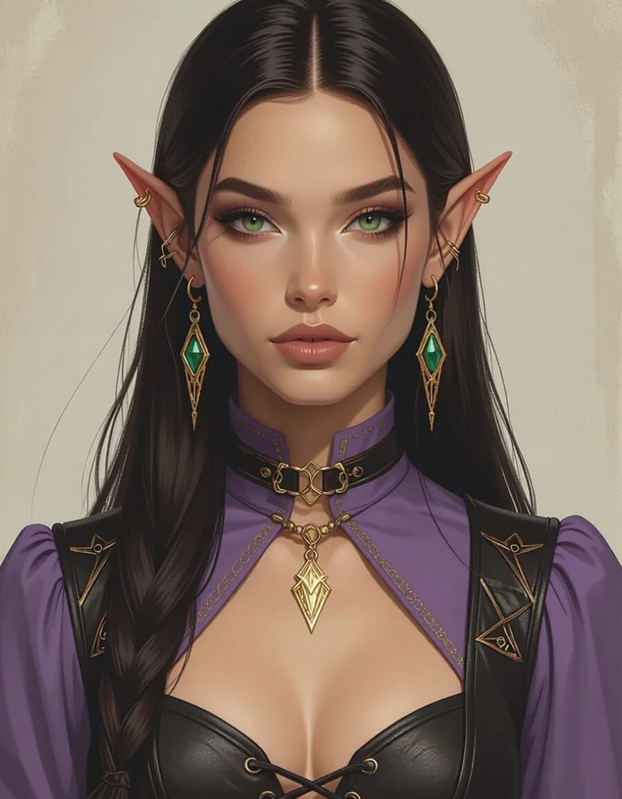 Fae Woman Warrior in Gothic Elegance Style