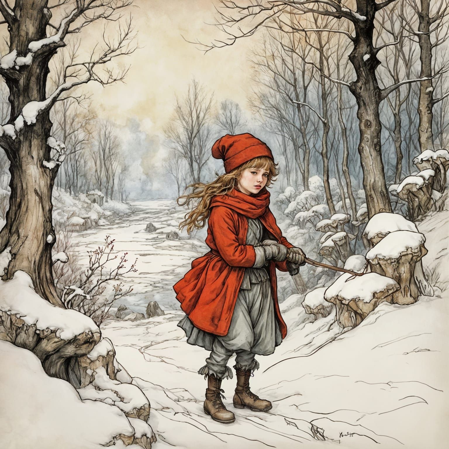 Sweet Snowman in Red-Faced Joy