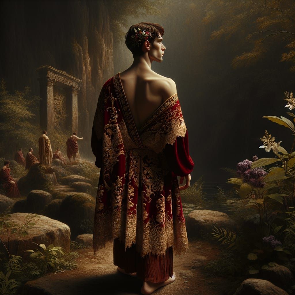 Man in Red Robe: A Realism Style Portrait