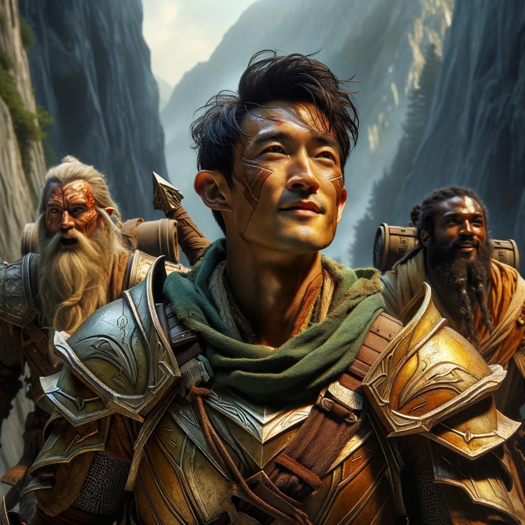 Victorious Warriors in Mountain Pass, Celebrating Peaceful S...