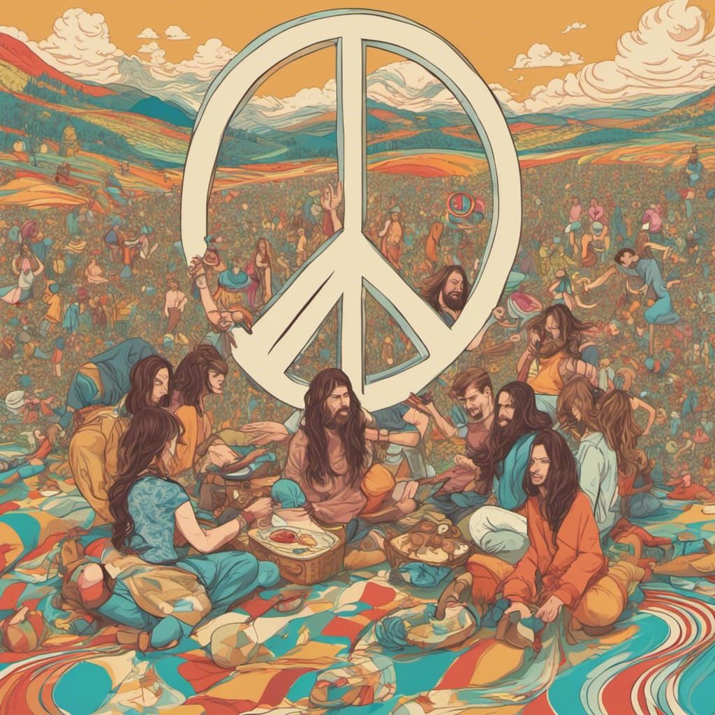 People at a 1960s Hippy Gathering