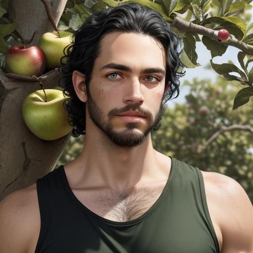 Young Cajun Man Climbing an Apple Tree