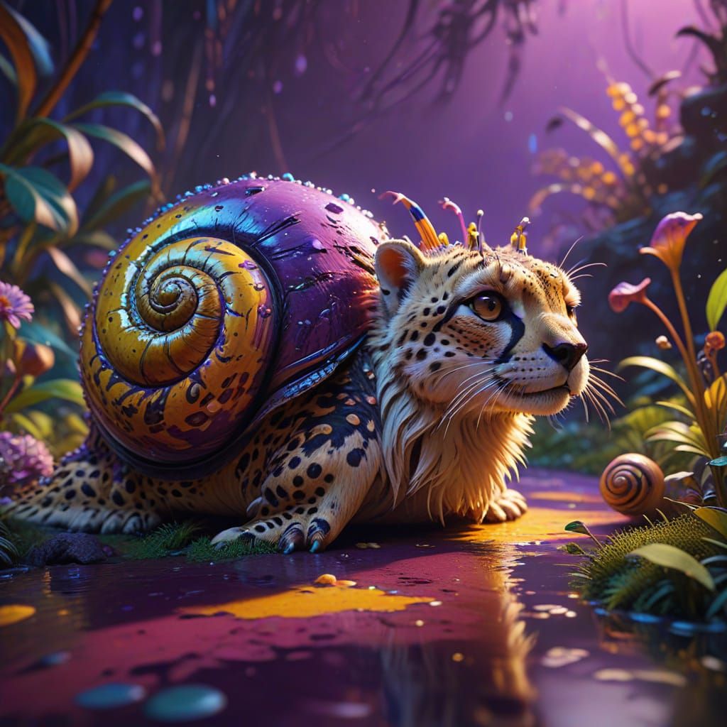 Majestic Cheetah-Snail in Hyper-Realistic, 8K Digital Art