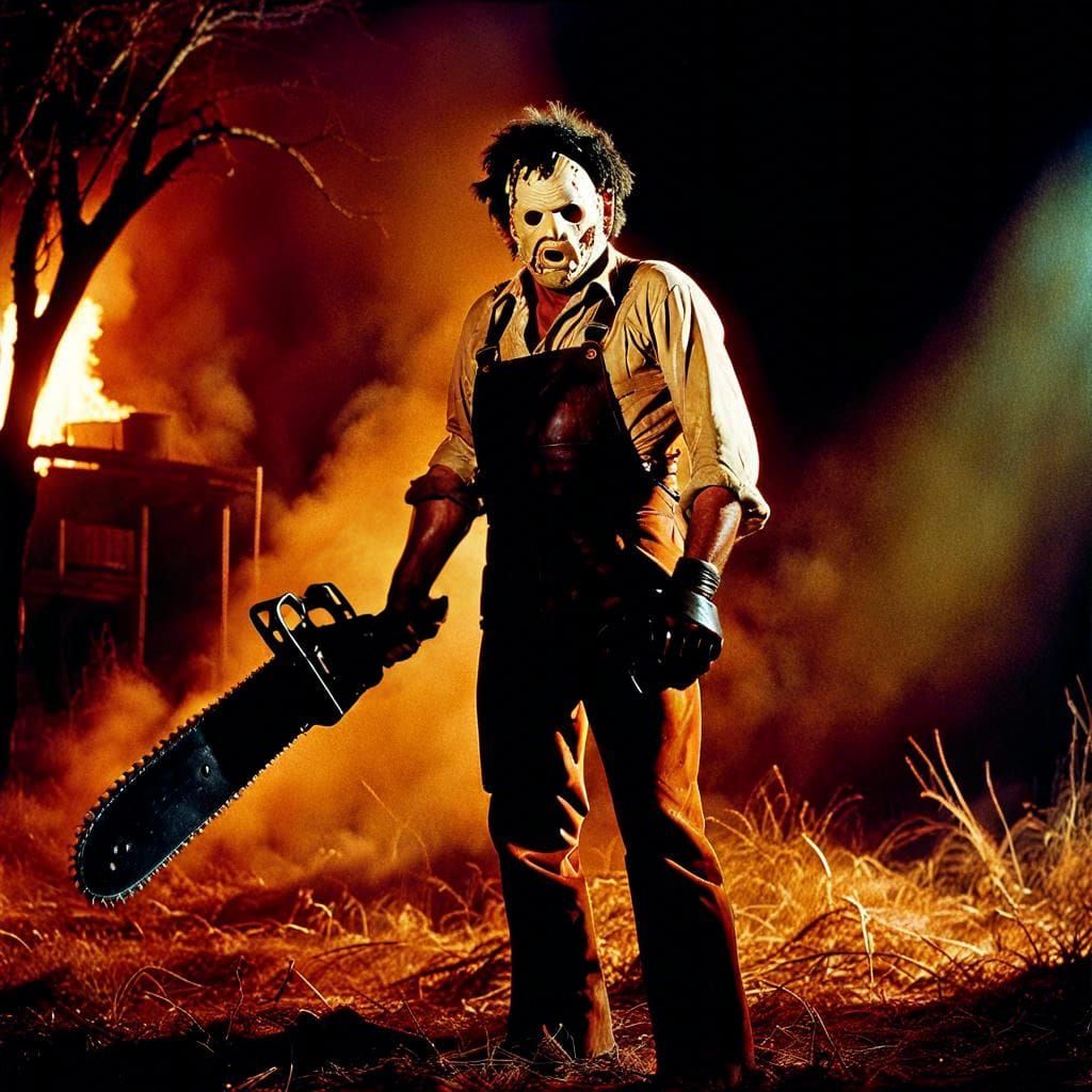 Leatherface with Chainsaw in Photorealistic Horror Style