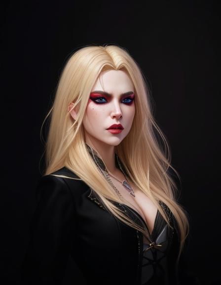 Photorealistic Portrait of an Evil Blonde Vampire