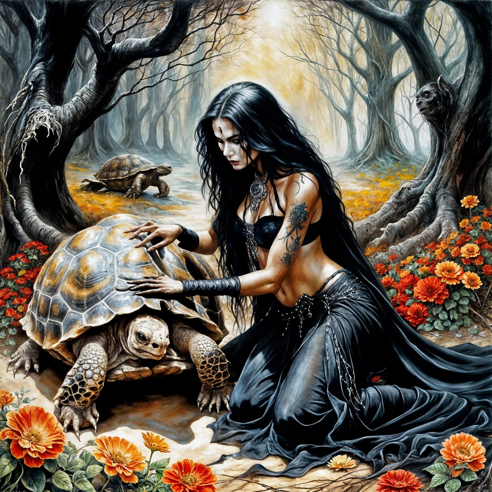 Lady of Death: Oil Painting in Dark Fantasy Style