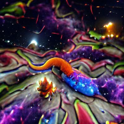 Psychedelic Space Worm in Meteor Shower