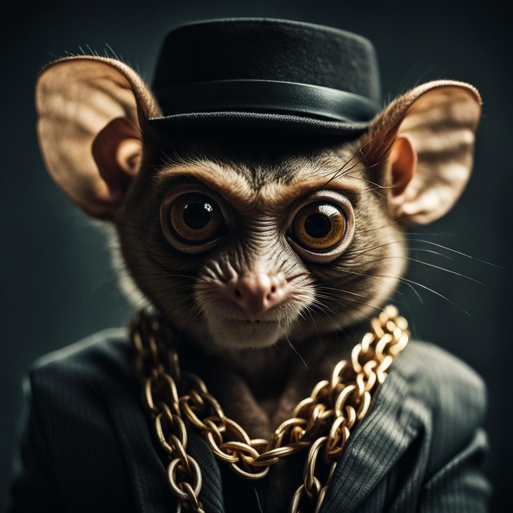 Gangster Tarsier Portrait in Ambient Light