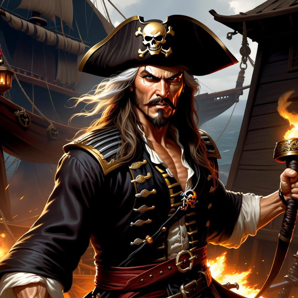 Hyperdetailed Portrait of an Angry Male Pirate