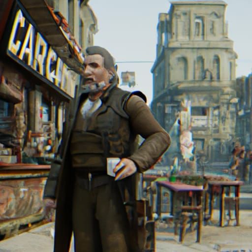 Aging Mafia Enforcer in Cafe: Detailed Matte Painting
