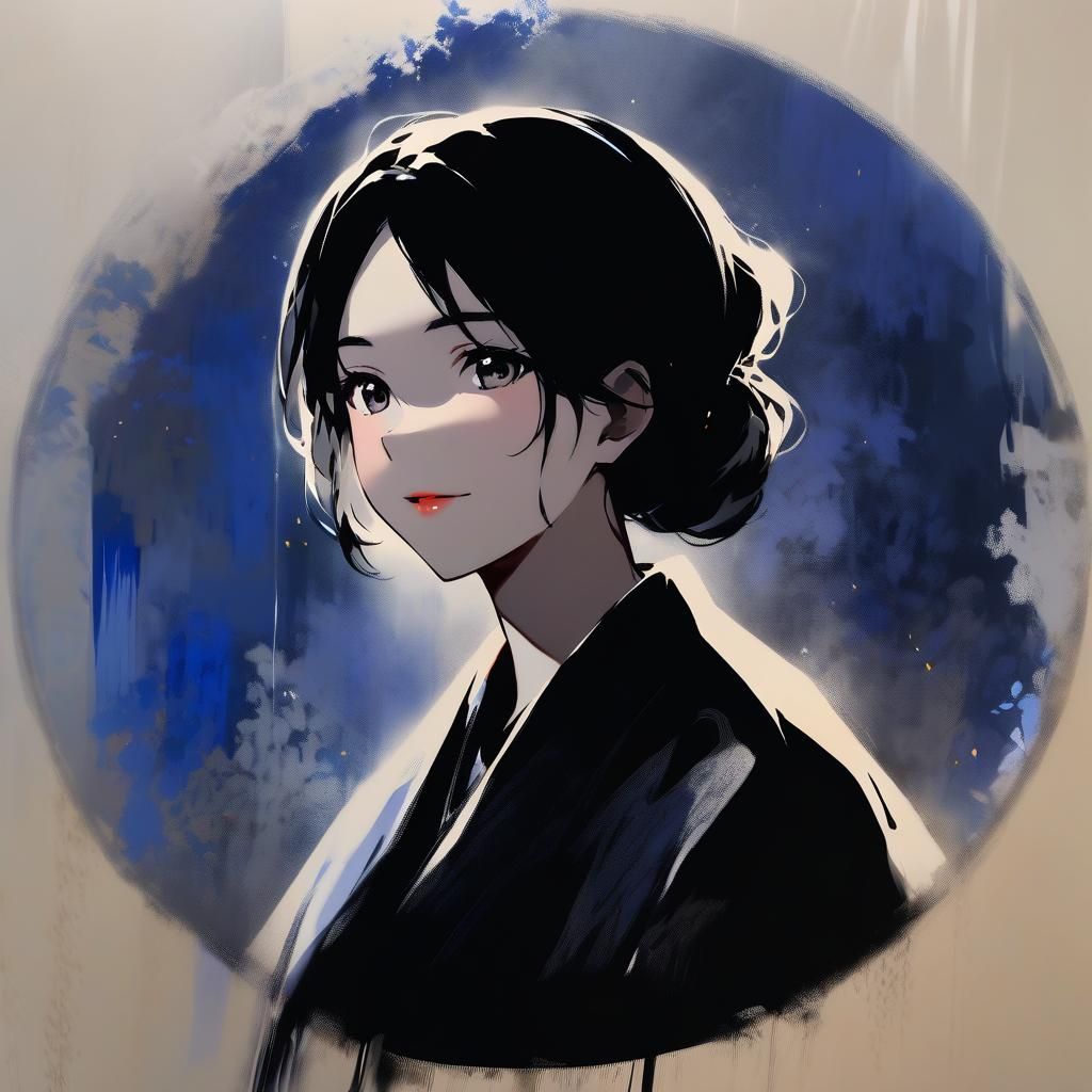 Watercolor Portrait of a Woman in Frame