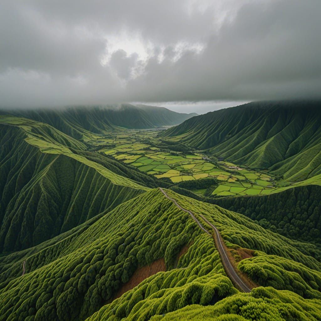 Hiking trail above Ponta Delgada, Azores