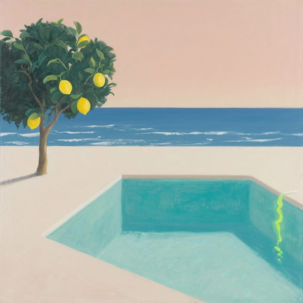 Abstract Ocean Landscape with Neon Accent