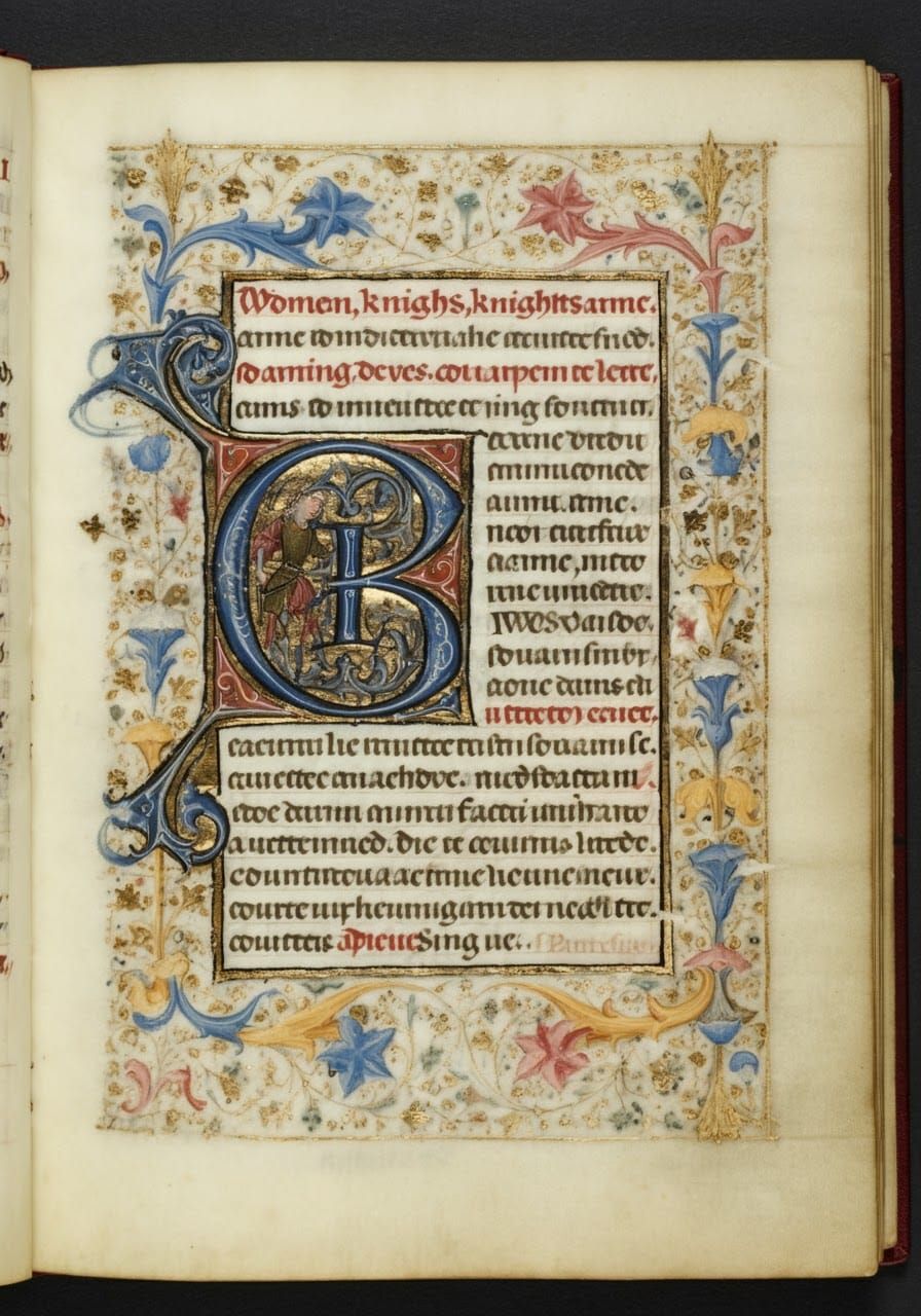 Illuminated Manuscript Page with Gothic Script