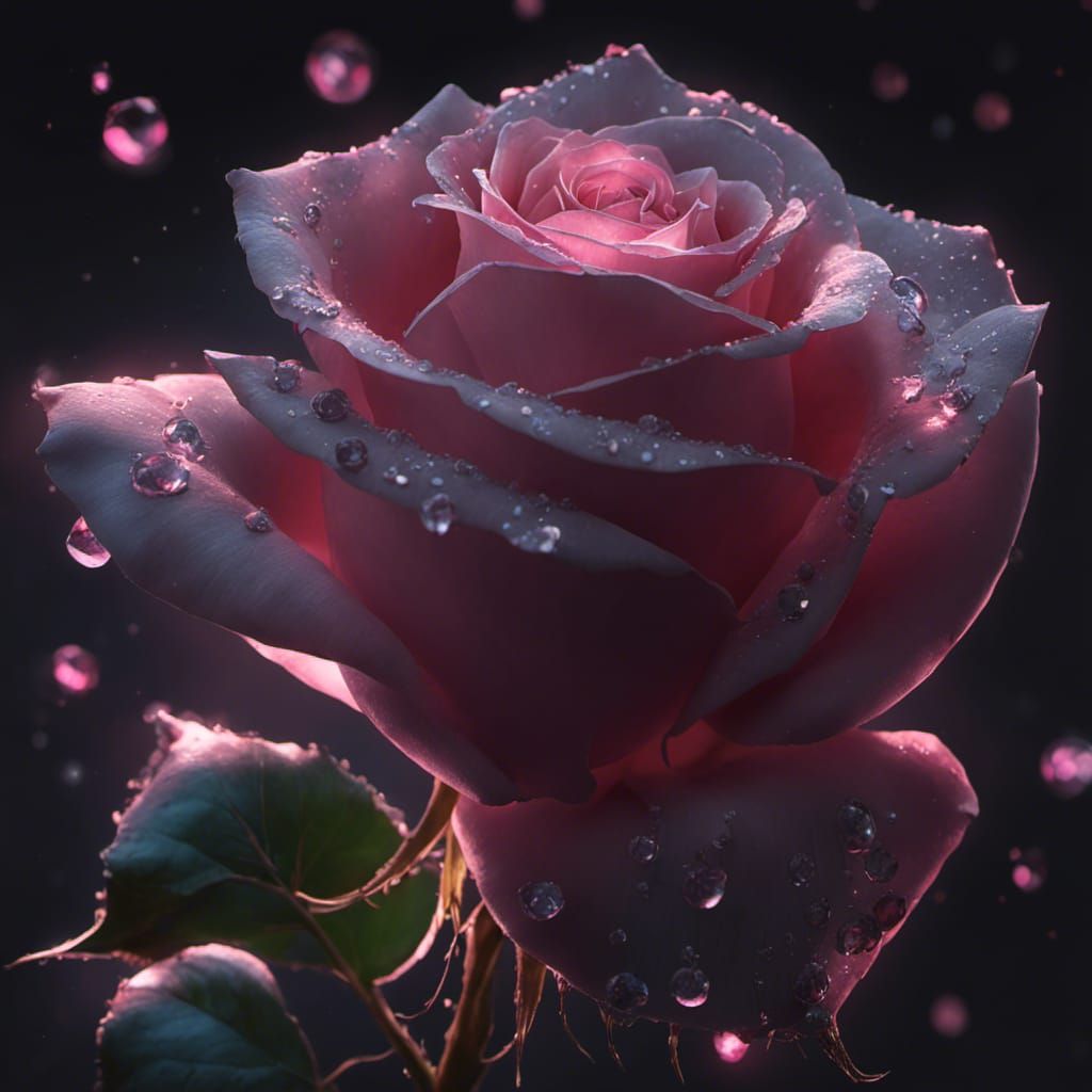 Pink Rose in Cosmic Photorealistic Style
