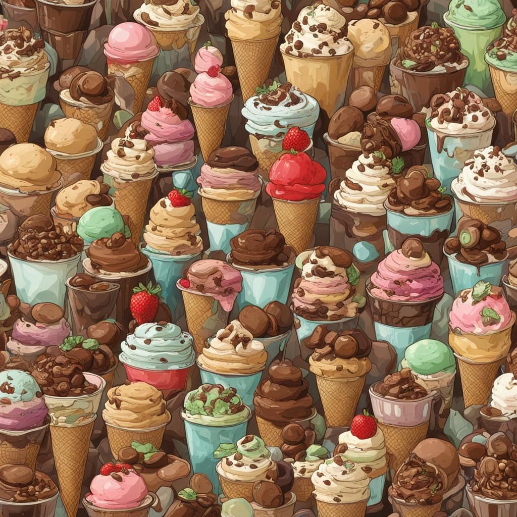 Futuristic Ice Cream Parlor with Many Flavors