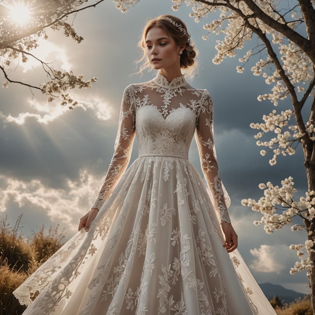 Elegant A-Line Wedding Dress in Divine Sunlight
