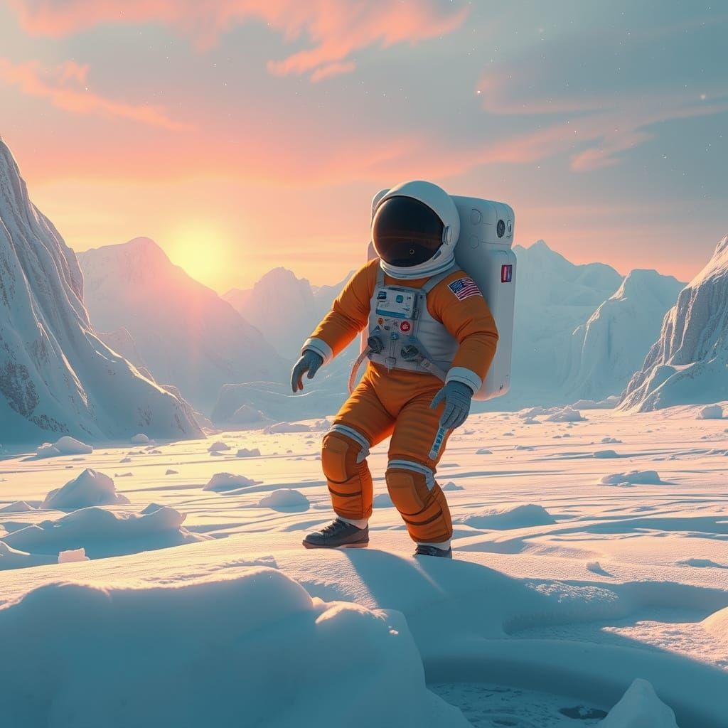 Astronaut Explores Icy American Landscape in 3D