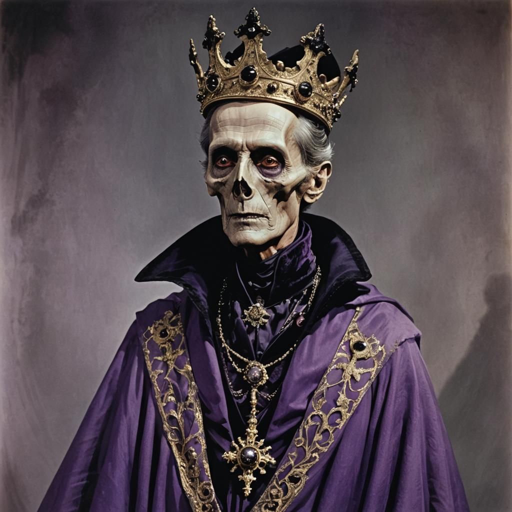 Regal Skeletal Lich in Purple Robes