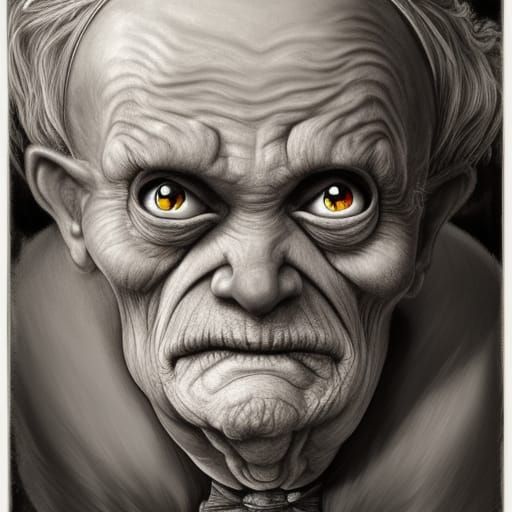 Frightened Grandpa in Baroque Chibi Style