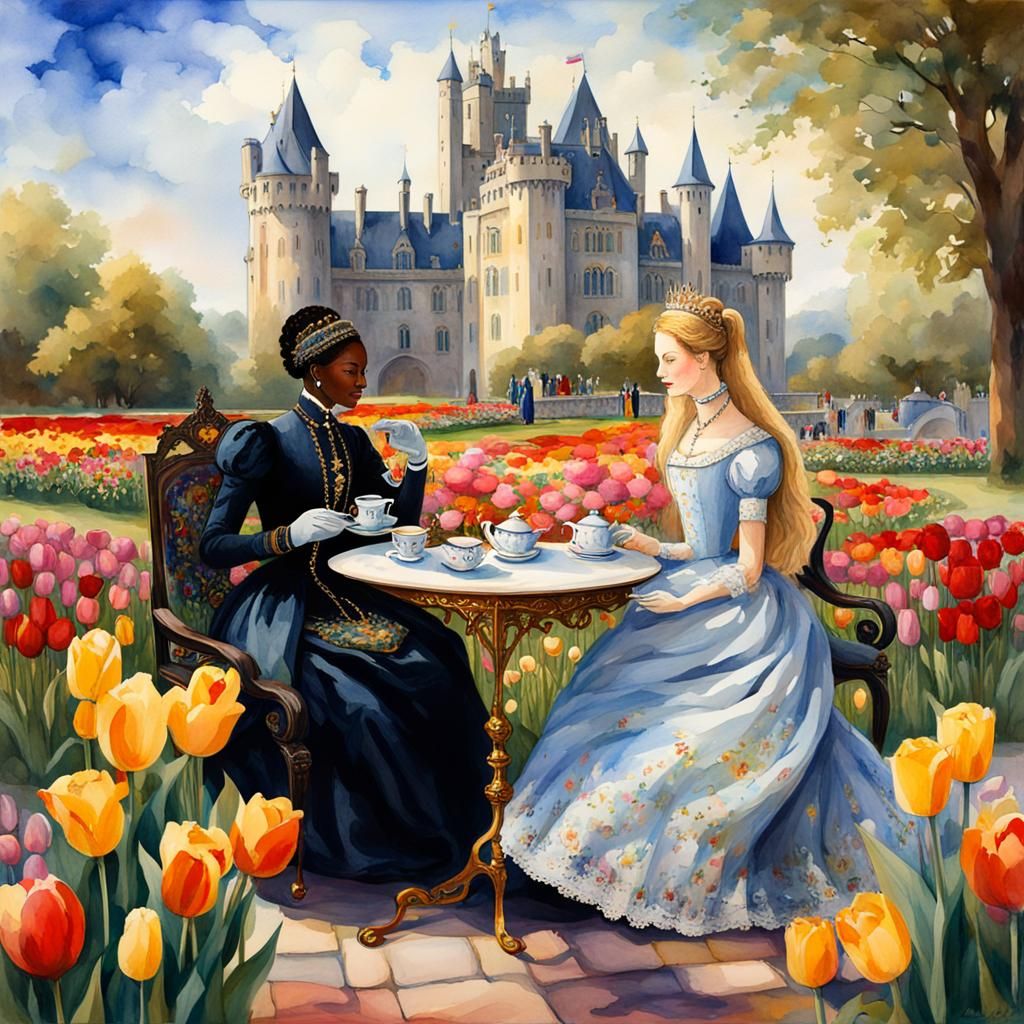 Archduchesses Enjoying Tea in Rose Garden