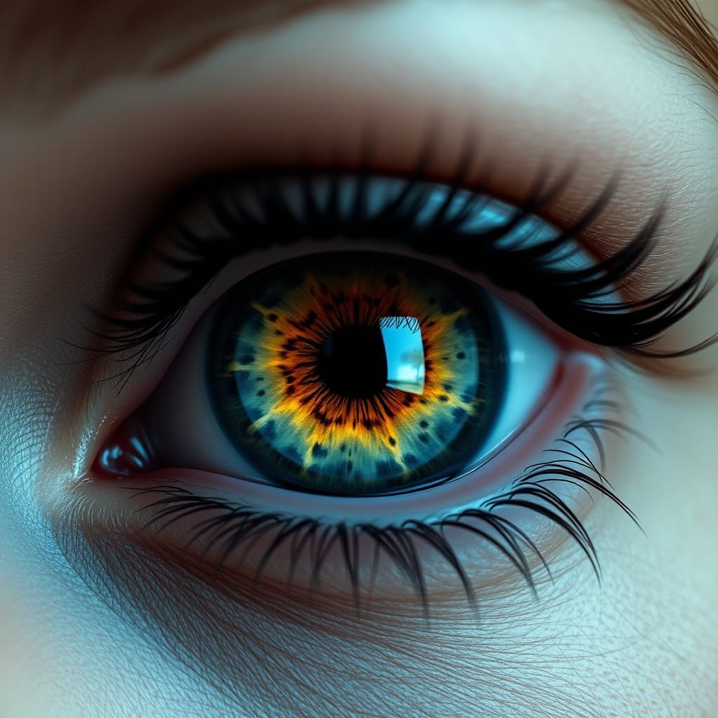 Honeycomb Iris: A Detailed Blue Eye Close-up