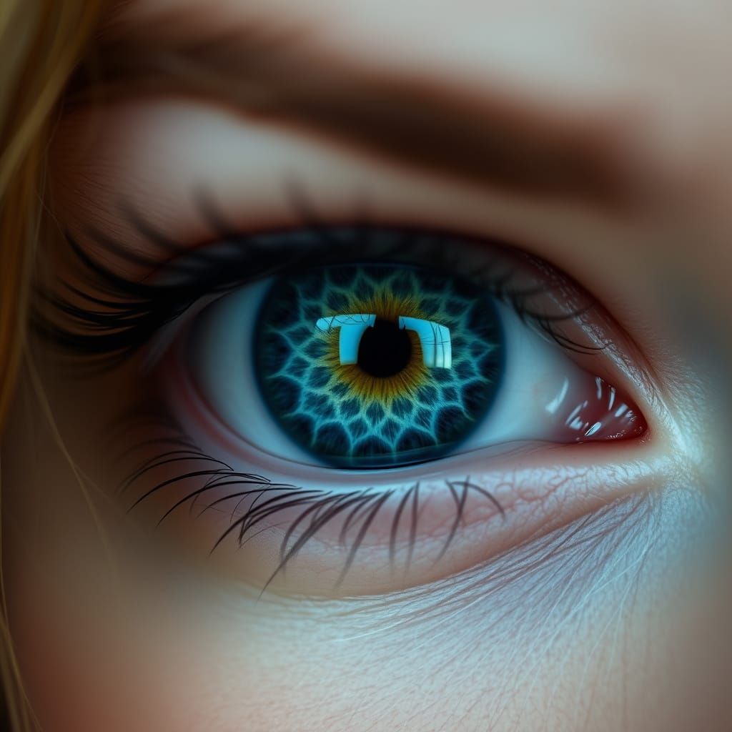 Honeycomb Iris: A Detailed Blue Eye Close-Up