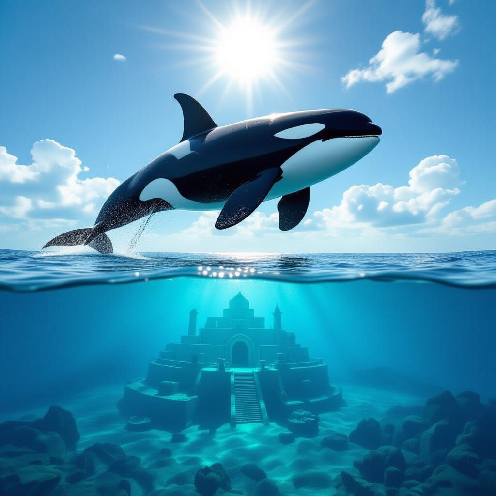 Majestic Orca Over Sunken Atlantis