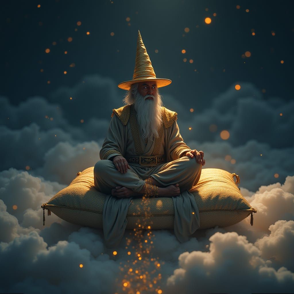 The Sandman Sends Golden Dreams Across the Night Sky